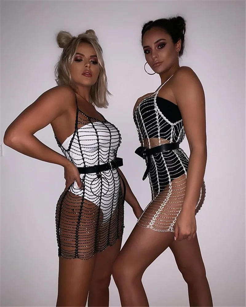 Original Beach Vacation Sexy Handmade Braided Hollow Beaded Layered Coverup Dress Outdoor Beach Bikini Dresses