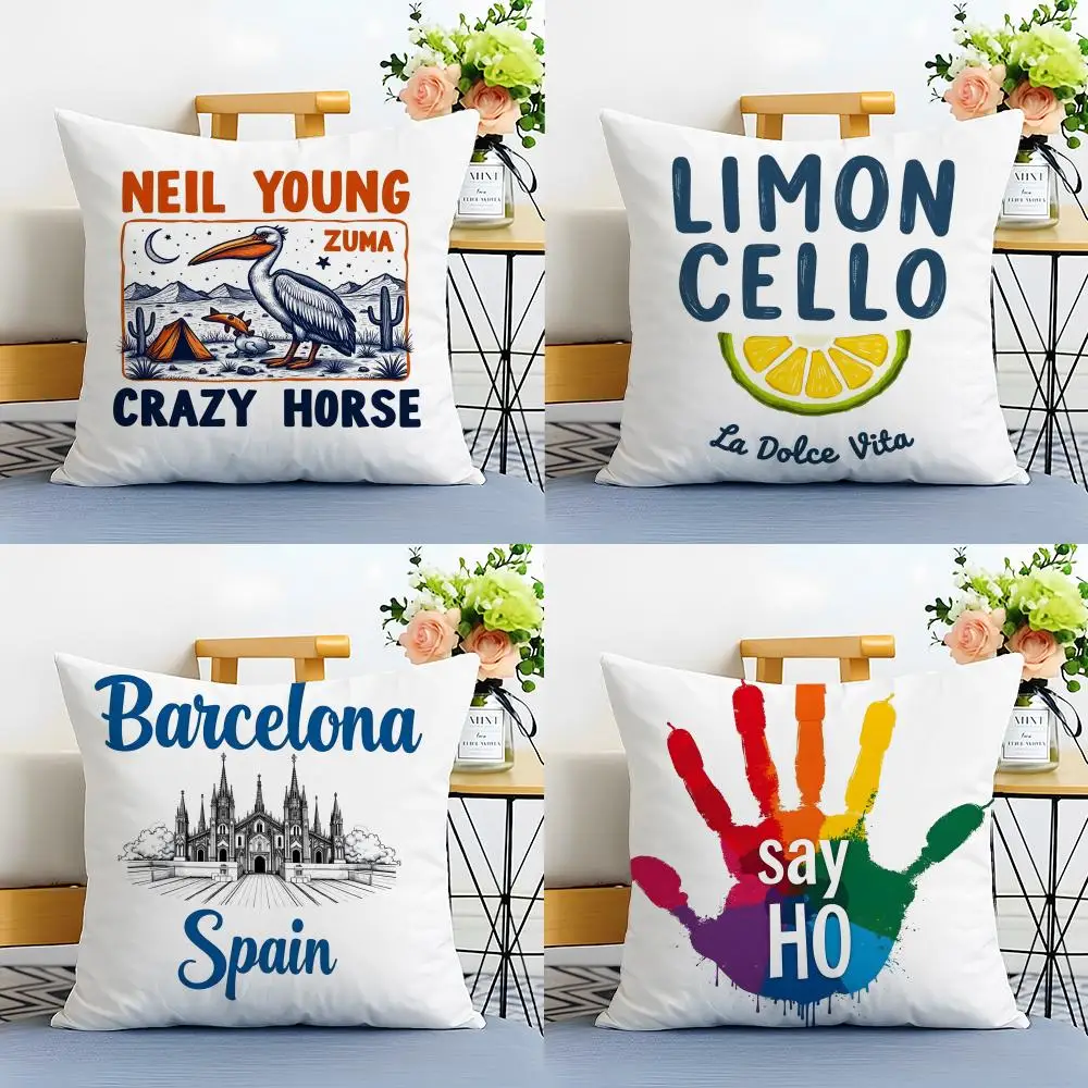 Fashionable Hand-painted Minimalist Prints Cushion Cover Linen Pillowcase Soft  for Sofa Bed Home Room Decor