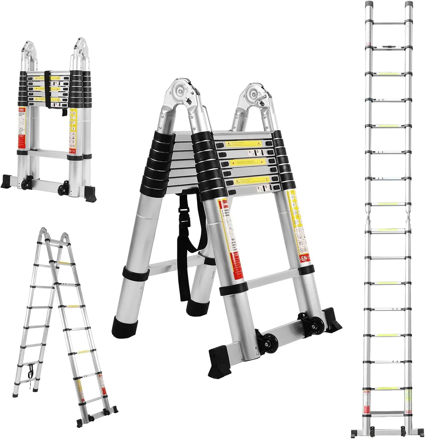 

Telescoping A Frame Ladder with Balance Bar and Movable Wheel,Household Use