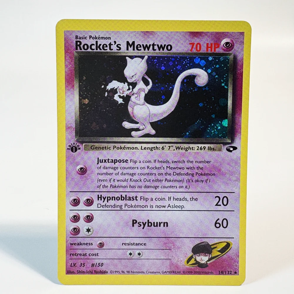 PKM Proxy Cards 1996 1st Edition MEWTWO/ROCKET S MEWTWO Toys Hobbies Collectibles Game Collection PTCG Anime Cards