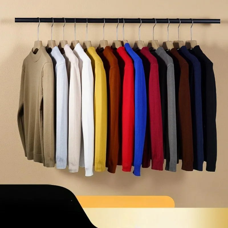 

Men Mock Neck Sweater Casual Men's Rollneck Knitted Sweater Keep Warm Men Jumper Woolen Sweater Pullover Men