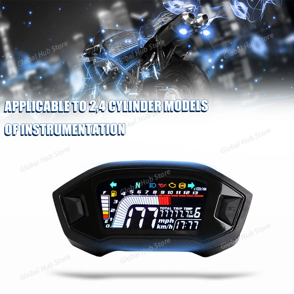 Motorcycle Speedometer Universal Tachometer LCD Digital Gauge Fuel Level Meter for 1,2,4 Cylinders view 4