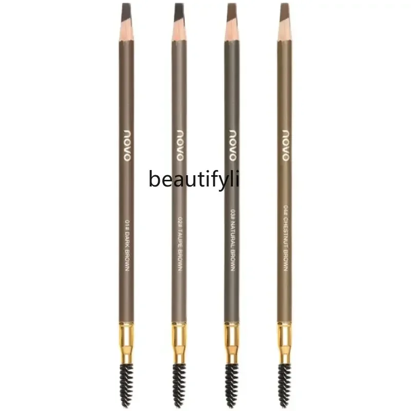 zq Double-Headed Parer-Type Machete Eyebrow Pencil Female Waterproof and Durable Non-Marking Beginner Makeup Artist Special