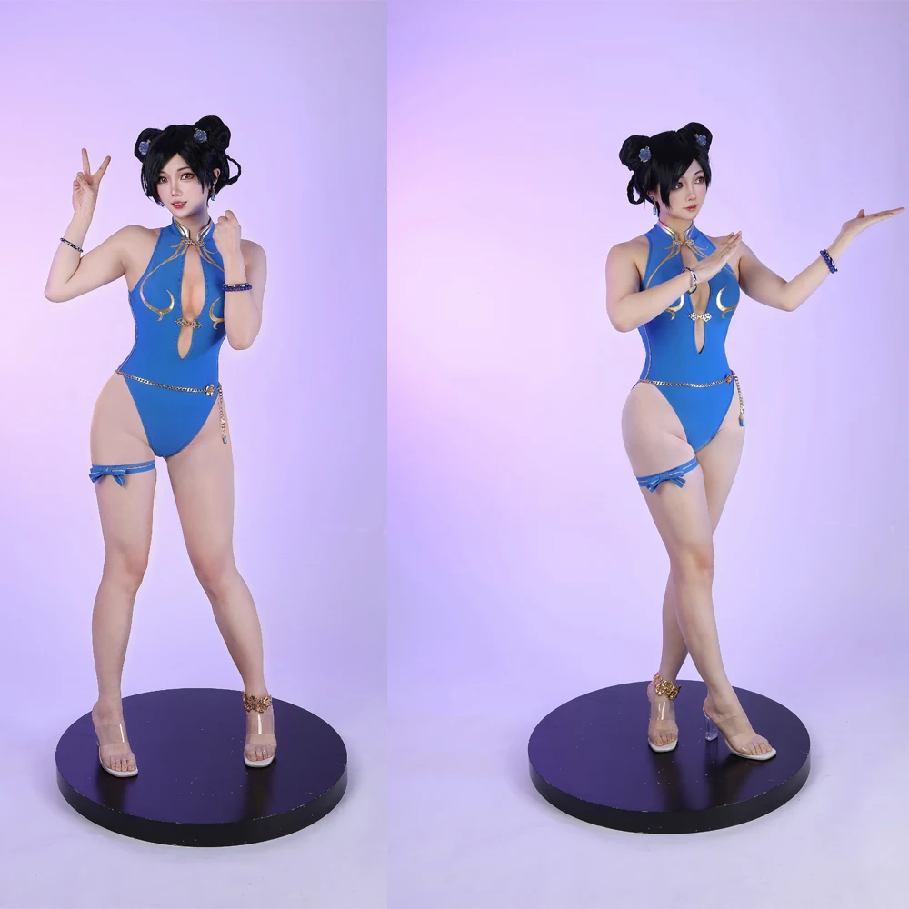 

Горячий сексуальный костюм для косплея Чун-Ли из игры Fighter 6: высококачественный комбинезон, купальник, серьги, браслет, боди для женщин на Хэллоуин