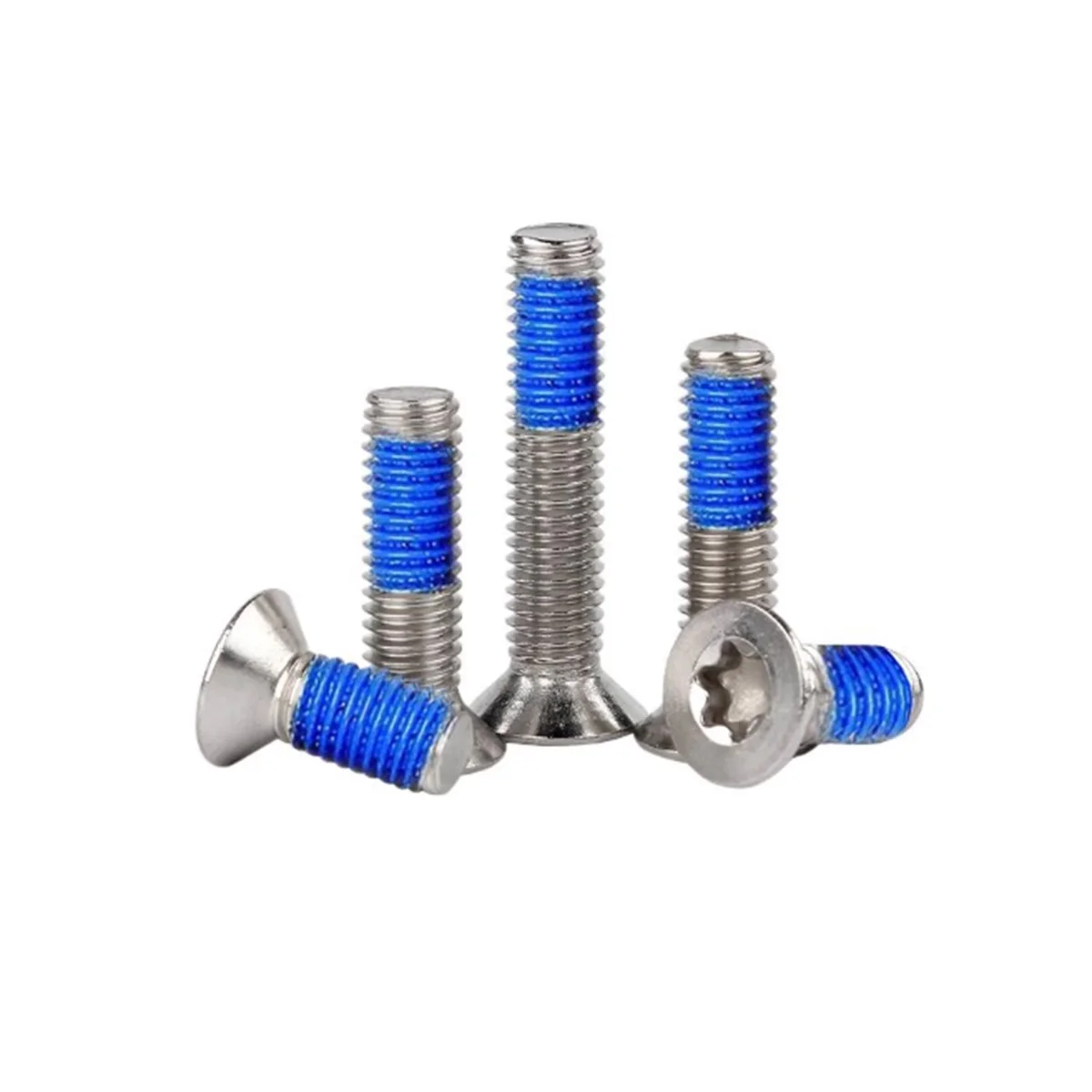 304 Stainless Steel Countersunk Plum Blossom Groove Coated With Blue Glue Anti Loosening And Anti Falling Bolt M2M2.5M3M4-M5