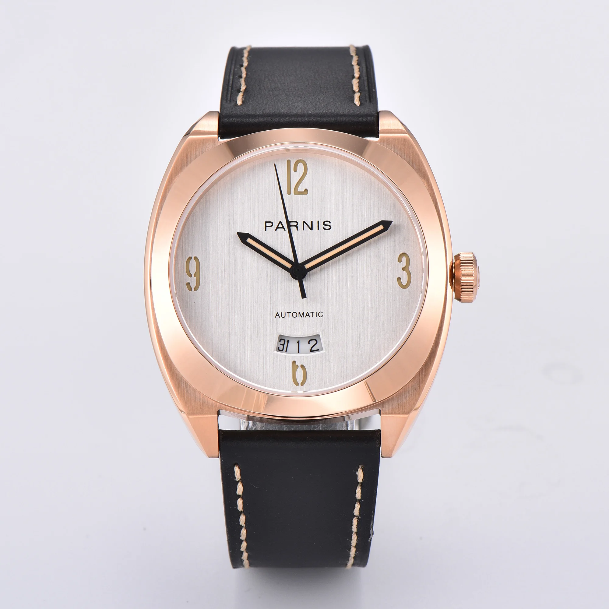 

Fashion Parnis 42MM Rose Gold Case Mechanical Automatic Men's Watches Sapphire Crystal Leather Strap Watch For Men reloj 2025