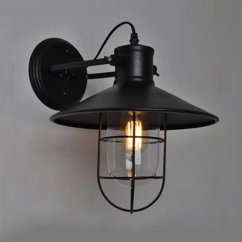 American Retro Industrial Wall Lights LED Restaurant Bar Aisle Lighting Creative Loft Personality Iron Art Black Decorative Lamp
