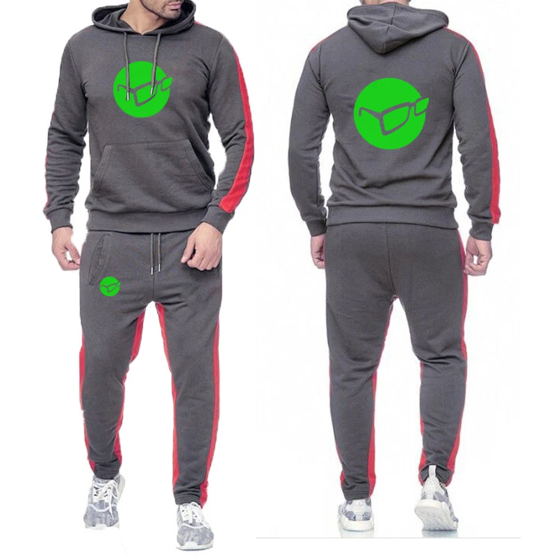 

2025 New Men's Korda Inspired Tribute Print Solid Color Sports Sets Spring Autumn Casual Hoodies+Sweatpants Suits