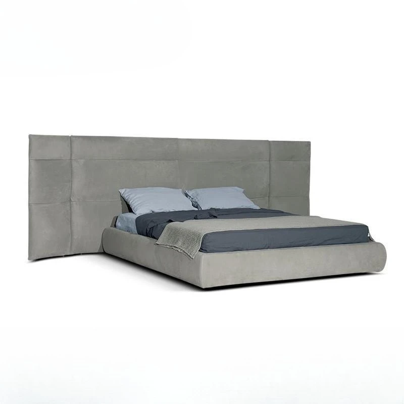 Frosted leather bed, modern simple villa, master bedroom floor-to-ceiling double bed