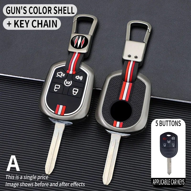 

5 Bottons Metal Car Key Cover Fob Case Shell for Ford Taurus X Escape for Mustang Expedition Edge Explorer Focus Accessories