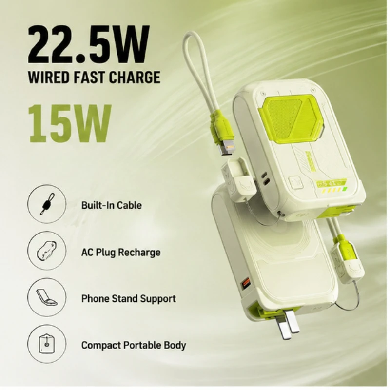 20000MAh Five in One Magnetic Suction 22.5W Wireless Super Fast Charging Power Bank AC Plug Long-lasting Mobile Power Bank