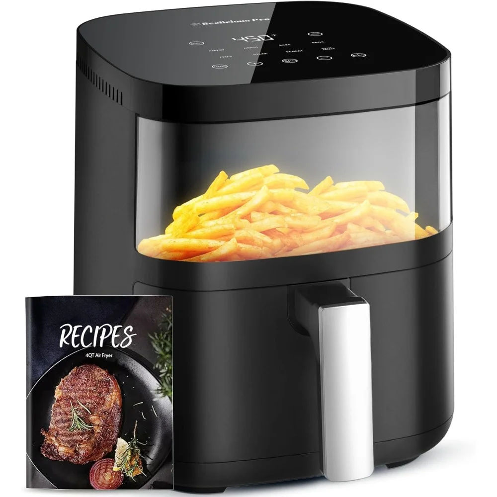 HAOYUNMA Air Fryer,8-in-1 Smart Compact 4QT Air Fryers,with Viewing Window,Shake Reminder,450°F Digital Airfryer wit electric hot air fryer oven oil free cooker 1225w 3 liters smart cooking programs compact oilless small oven fit for 2 3 people