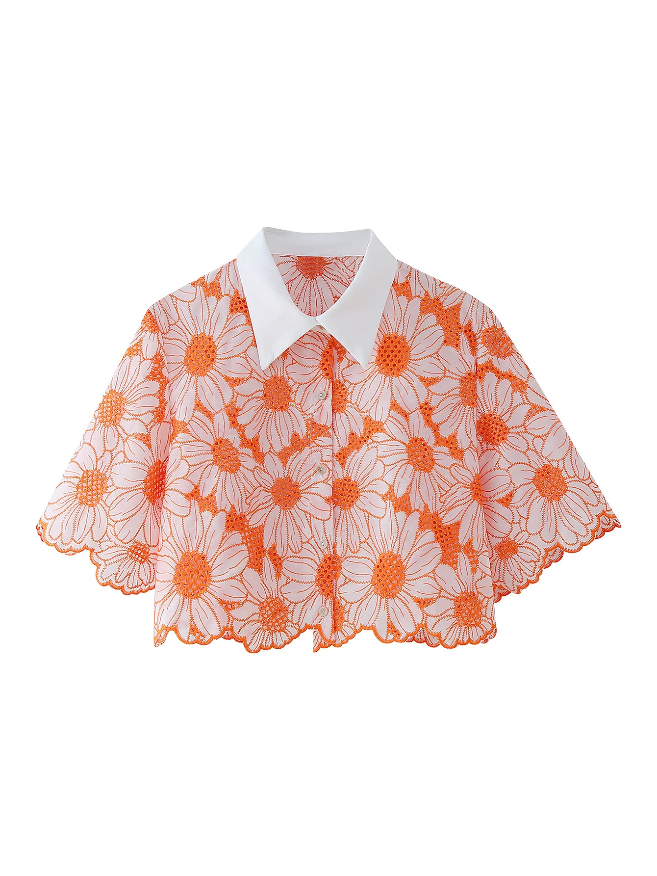 

Женская рубашка, стильная ромашка с цветочной вышивкой, летняя верхняя одежда, праздничная одежда