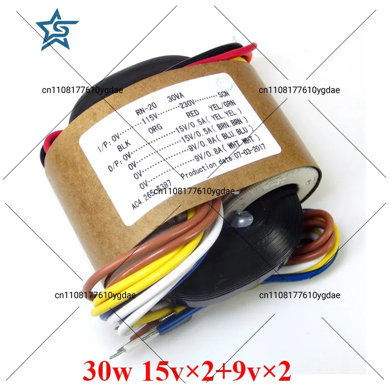 

Силовой трансформатор 30 Вт R типа 15 В * 2 + 9 В * 2 для аудиоаксессуаров усилителя