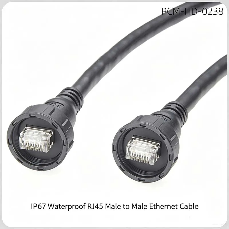 Industrial-Grade IP67 Waterproof Ethernet Cable, RJ45 Male-to-Male, Cat8 10 Gigabit Shielded Anti-Interference Ethernet Cable