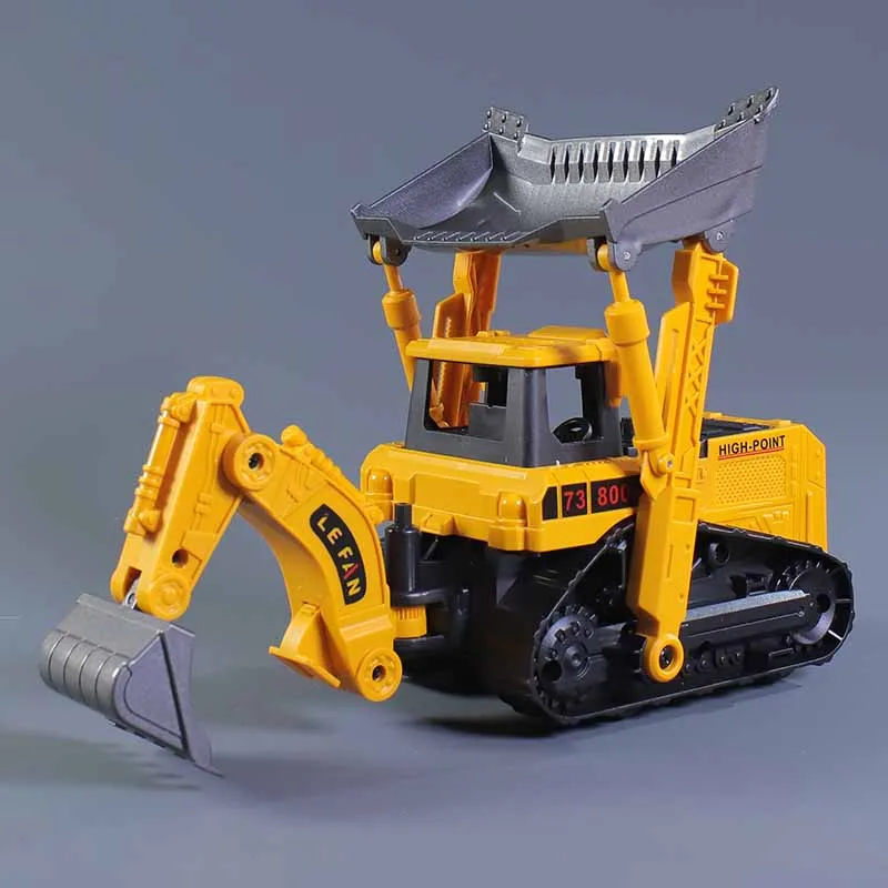 Hot sale 1:50 plastic engineering bulldozer model, children's excavator toys, Two-way engineering car toy, wholesale