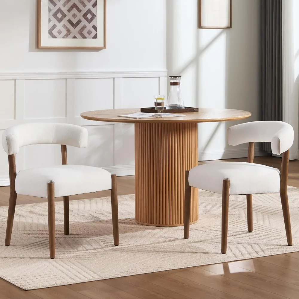 مجموعة كراسي تناول الطعام مكونة من 4 قطع، كراسي مطبخ منجدة مع ظهر مفتوح منحني، كراسي جانبية للكرسي المريح الحديث في منتصف القرن #5