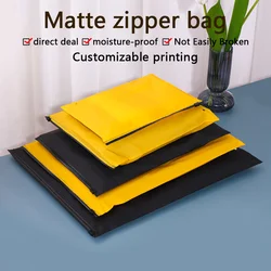 50 Matte black and yellow plastic zipper bag Clothing T-shirt Jeans dress Underwear bag product packaging printed logo