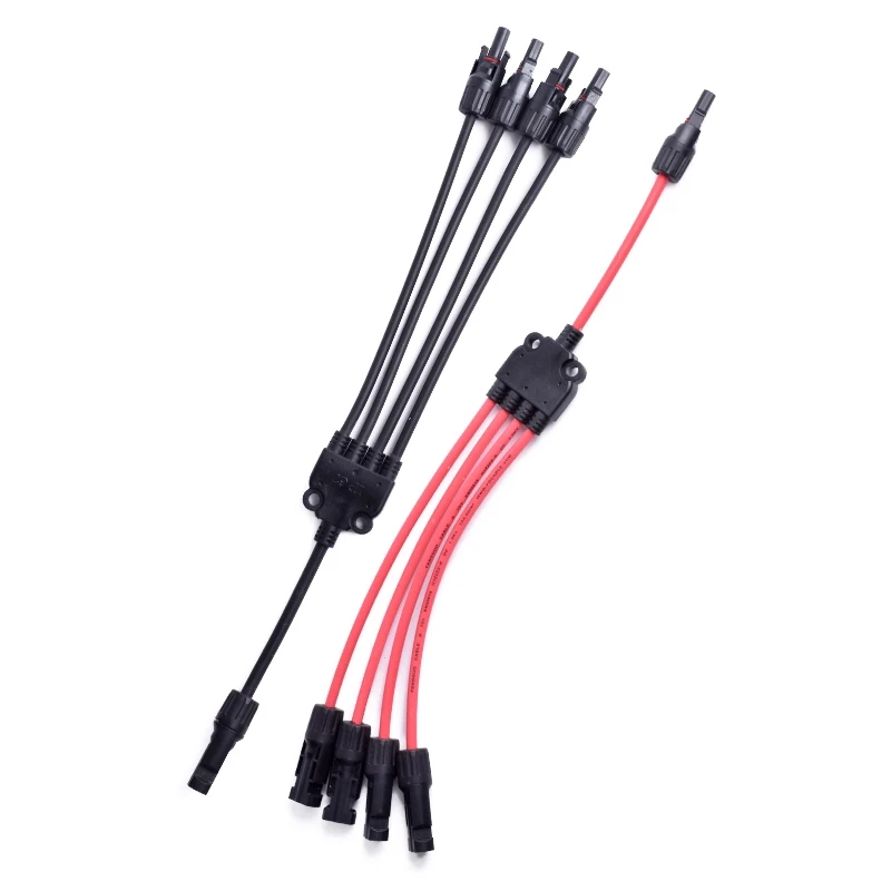 Solar photovoltaic connector, Y-type five-way one-to-four adapter, waterproof, flame-retardant, wired plug connector
