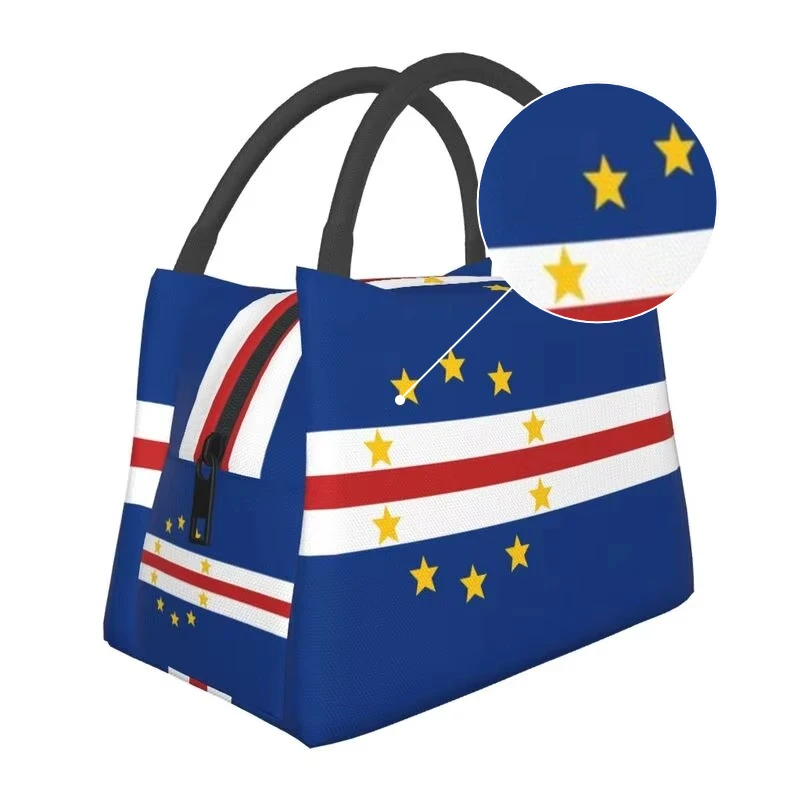 Cape Verde Flag Thermal Lunch Bag Large Reusable Portable Waterproof Cooler Insulated Lunch Box for Work School Picnic Beach