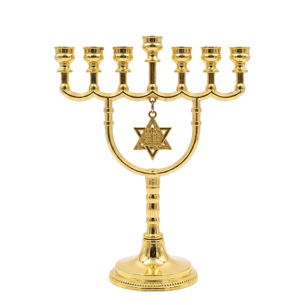 7 Branch Menorah Jewish Home Decor Star of David Candle Holder
