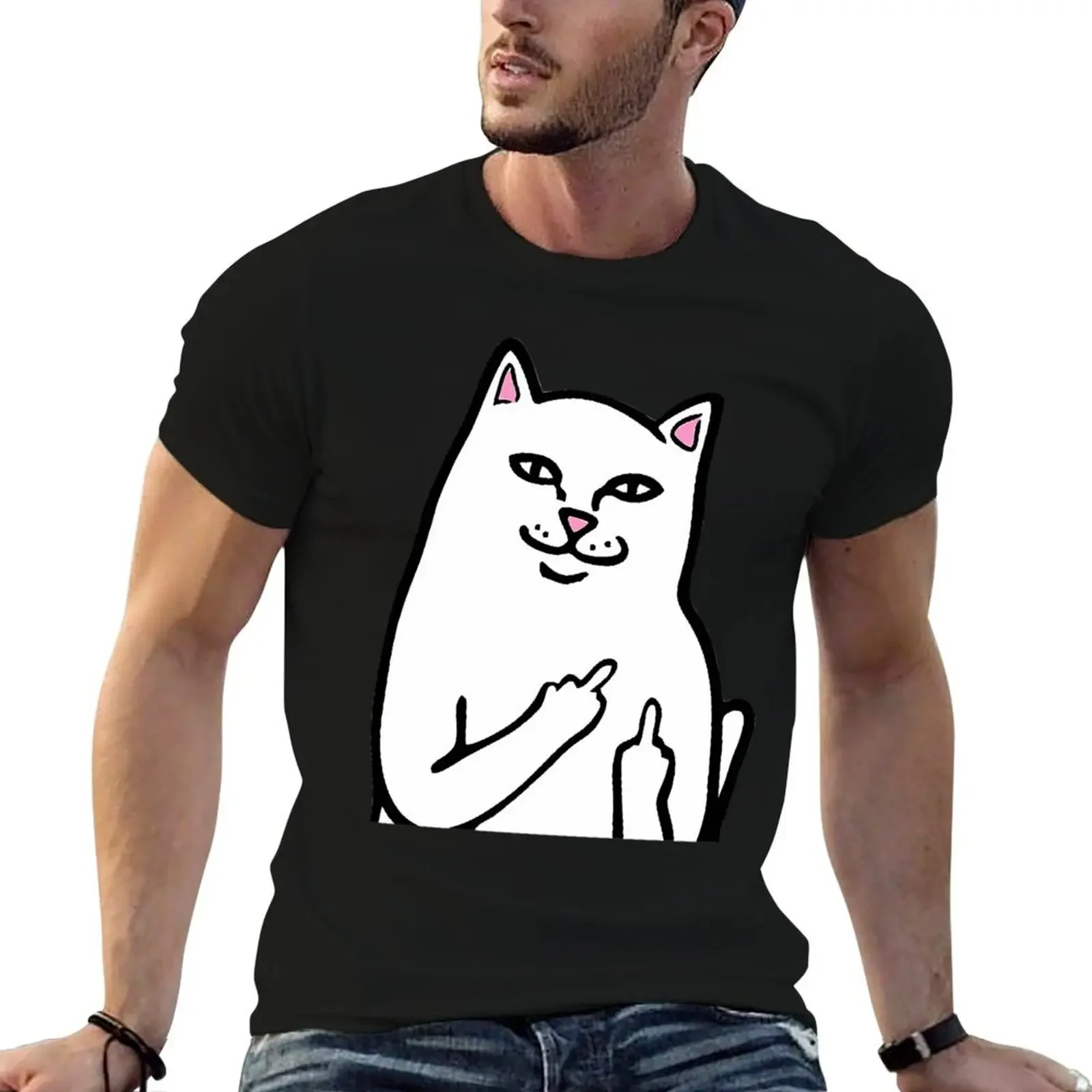 Vintage Cat Midle Finger Call Me T-Shirt vintage custom t shirt blanks korean fashion t shirt men