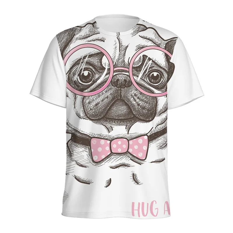 

2025 Cute Pug Pekingese Pattern T Shirt for Men Kids 3D Printed Animal Dog T-shirt Street Oversized Short Sleeve Tops Tee Shirts