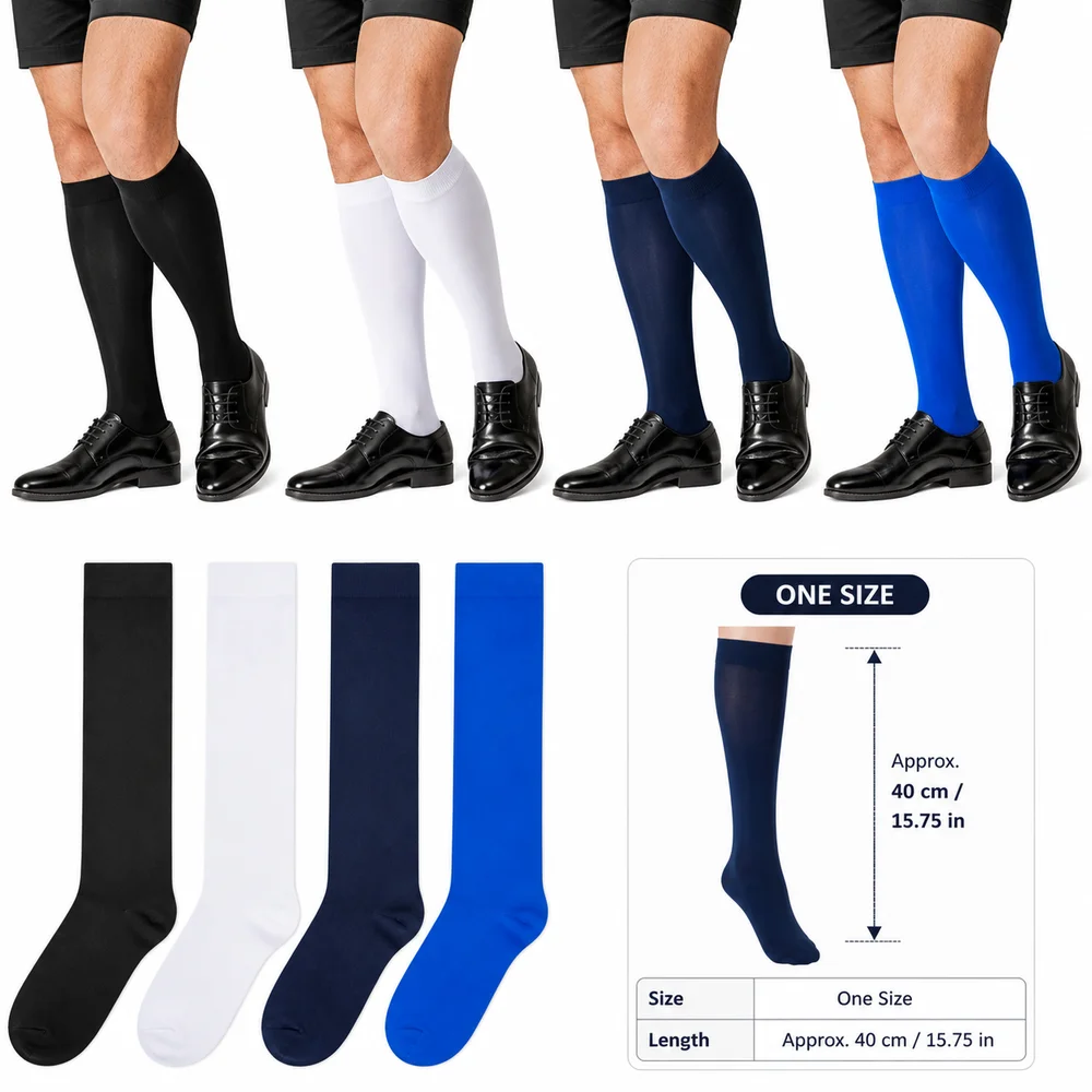 New Spandex Men's Stockings Thin Mid-tube Dress Socks Stretchy Fit Long Over the Calf Socks Formal Outfits