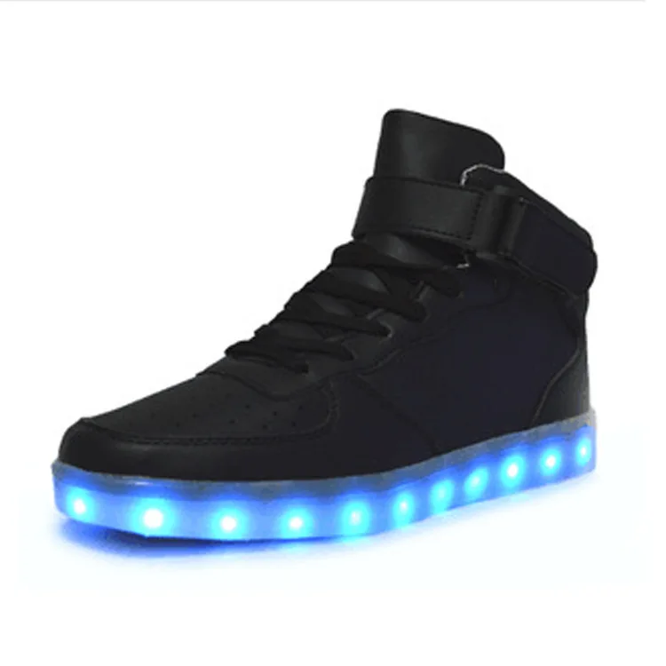 Trump Unisex buty z lampkami LED modna trampki z diodami LED z wysokim topem, świecąca świecące buty USB dla mężczyzn, kobiet, nastolatków