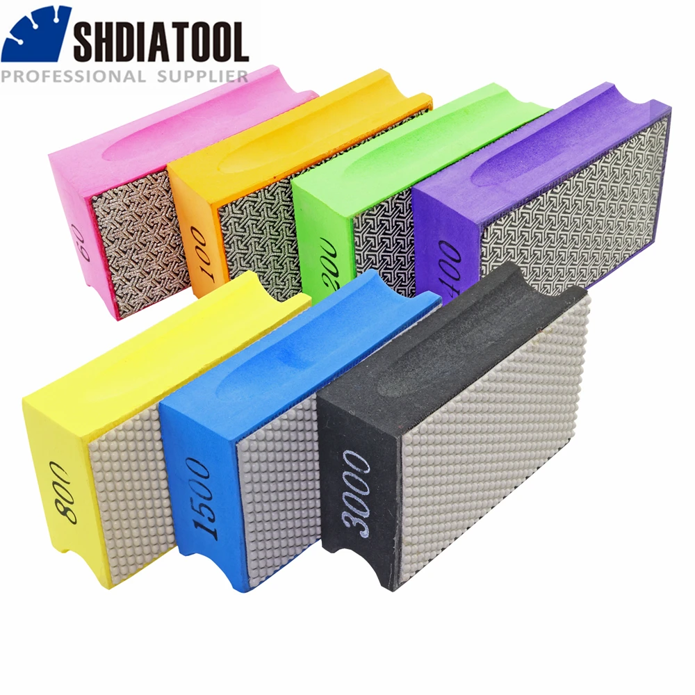 SHDIATOOL #60-3000 Diamond Hand Abrasive Polishing Pads Grinding Tile Glass Block Sanding Disc 90*55mm Grinder Marble Ceramic