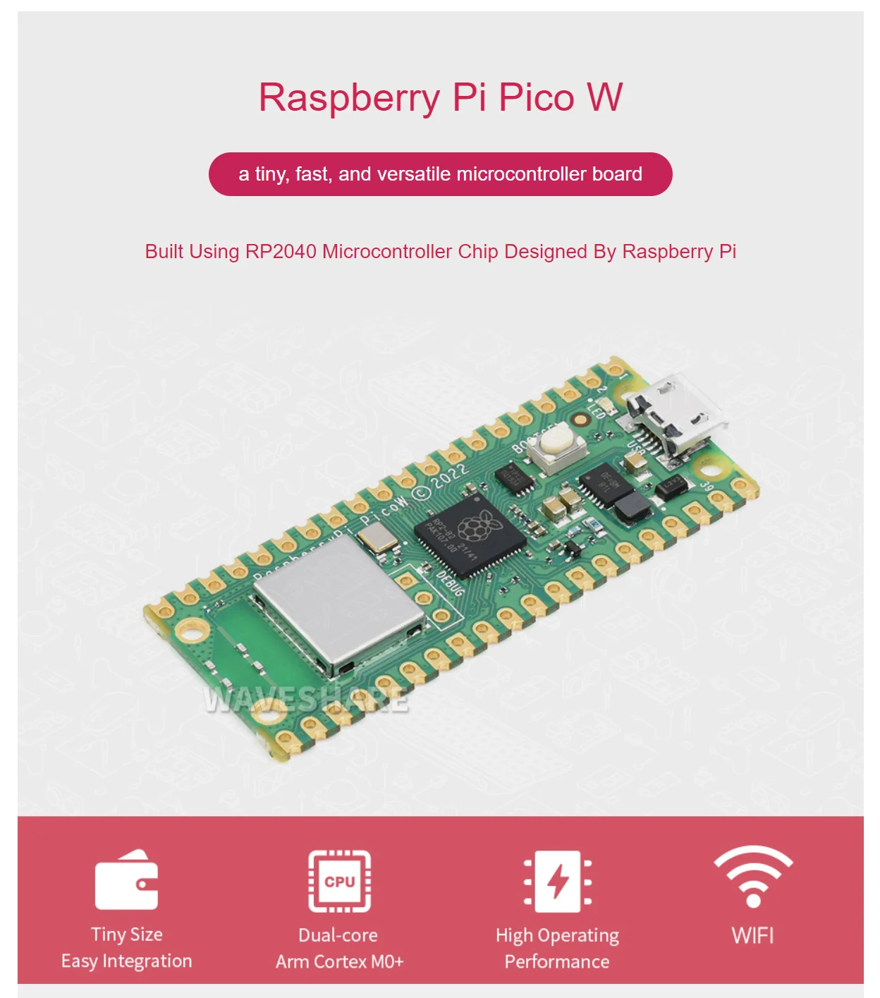 Raspberry Pi Pico W Vi Điều Khiển Ban Xây Dựng-In WiFi Dựa Trên Chính Thức RP2040 Bộ Vi Xử Lý Lõi Kép