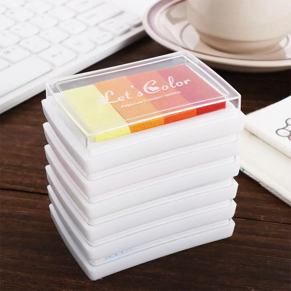 Non-Toxic Hand Account School Office DIY Crafts Rainbow Ink Pad Stamp Oil Based Gradient Color Ink Pad Newborn Footprint Inkpad