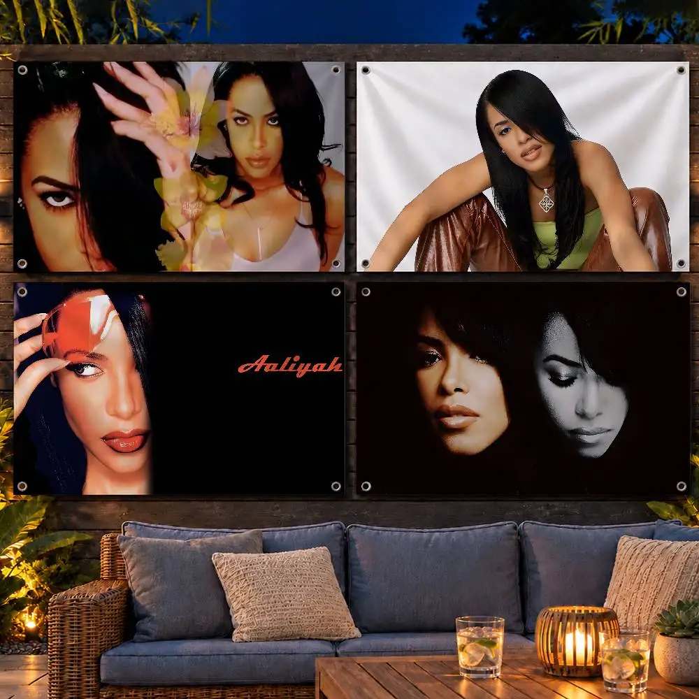 Iconic Singer Aaliyah Indoor Outdoor Flag Banner Party Decor Hanging Wall Backdrop