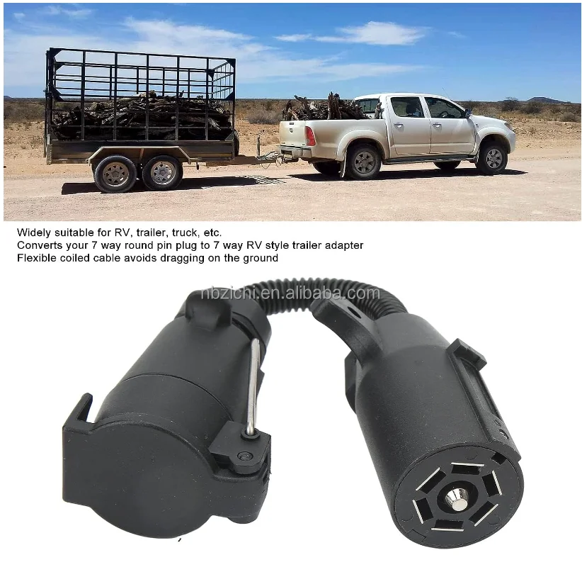 Trailer Socket 7 Pin Round Trailer Plug Adapter Wire Connector Trailer Adapter 7way Truck Power Conversion Accessories