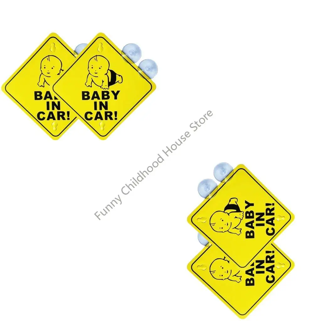 

D0LA 2pcs Double Suction Infant Car Safety Sticker Quick Installation Child Safety Vehicle Decal for Frequent Vehicle Change