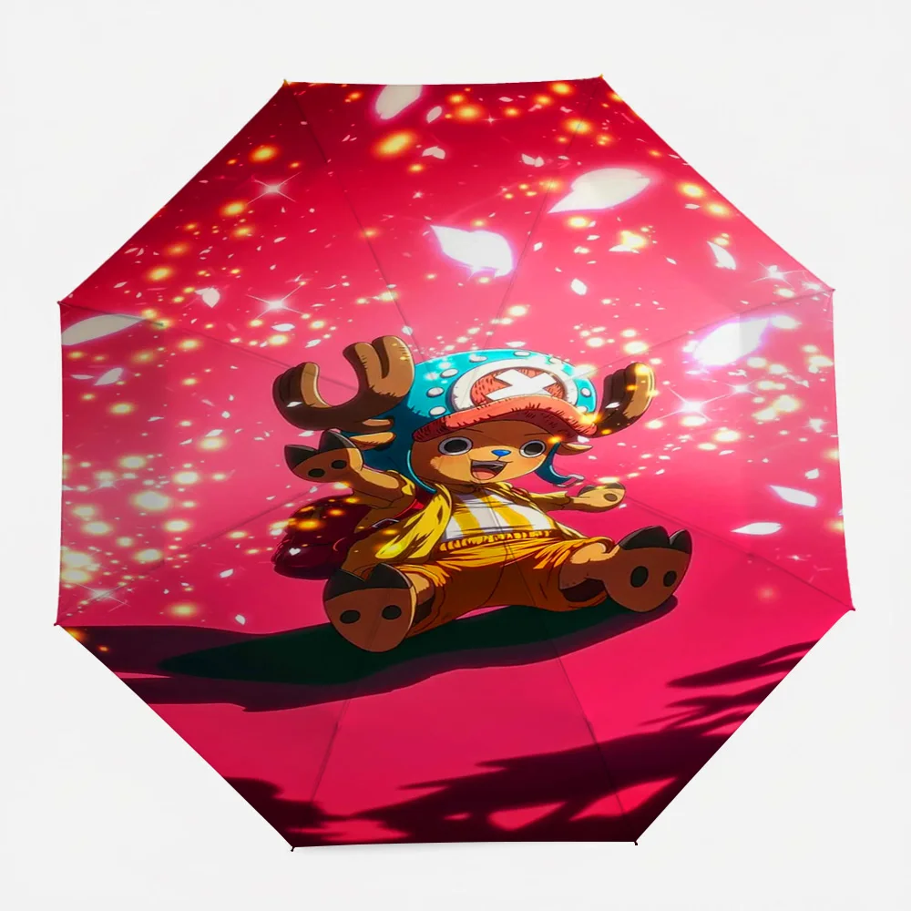 

One Piece Tony Tony Chopper Cute Reindeer Doctor Blue Hat Pink Sparkle Background Anime Art Automatic Folding Umbrella Windproof