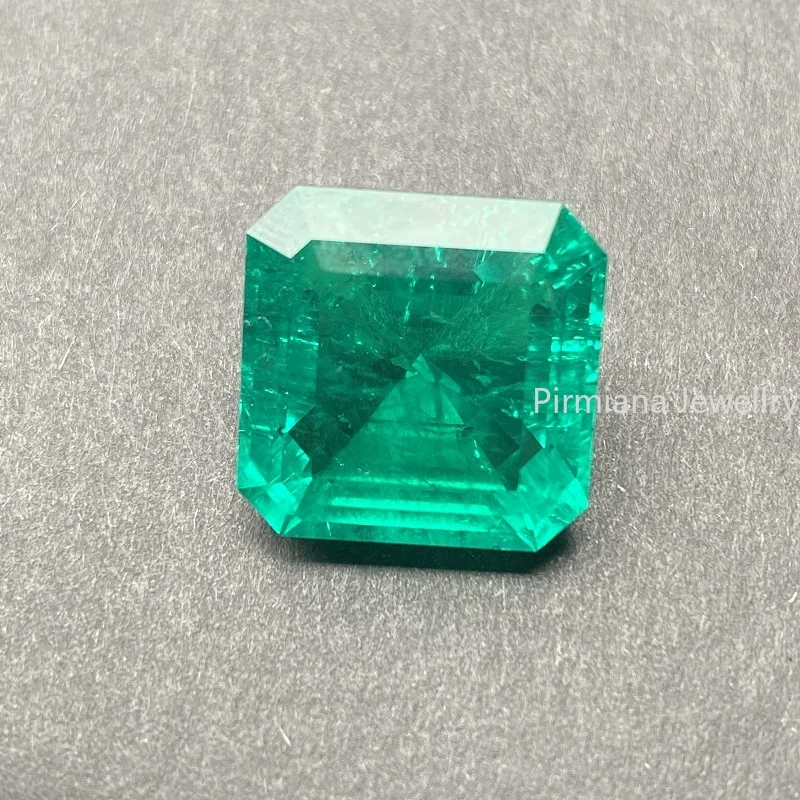 Imagem -02 - Pirmiana Hand Made Asscher Cut Emerald Gemstone Esmeraldas Cultivadas em Laboratório com Inclinado Como Natural Tamanho e Forma Personalizados Aceitar