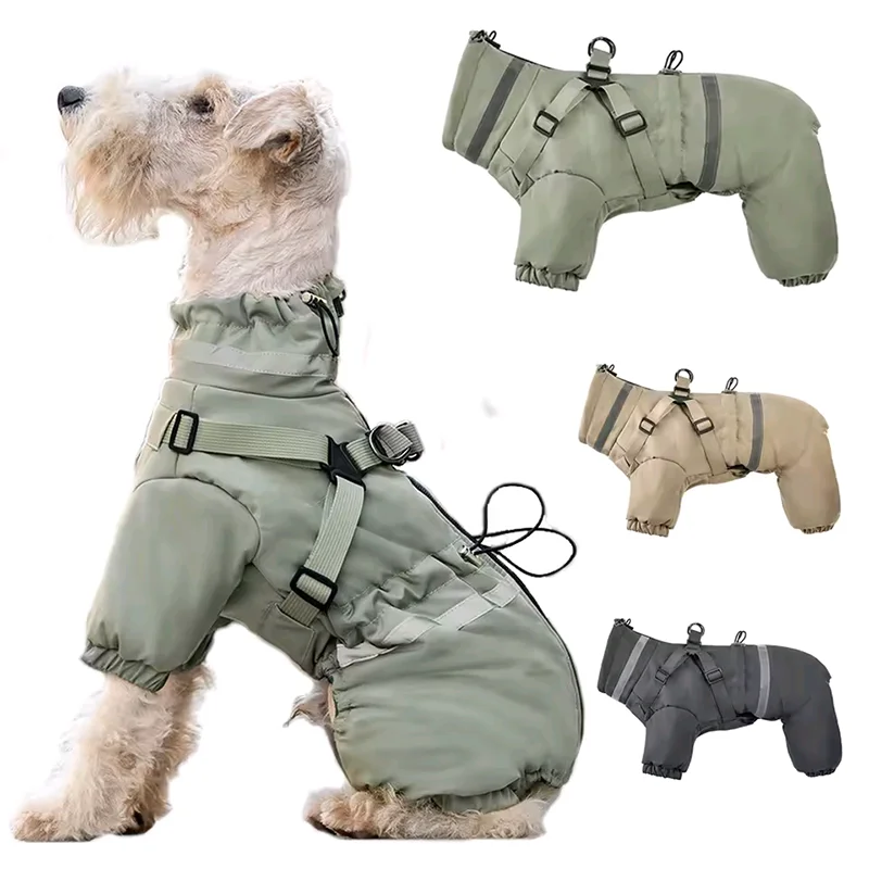 

All Season Dog Coat Pet Night Reflection Raincoat Small And Medium-sized Dog Clothes Windproof Vest PP Cotton Warm Dog Clothing