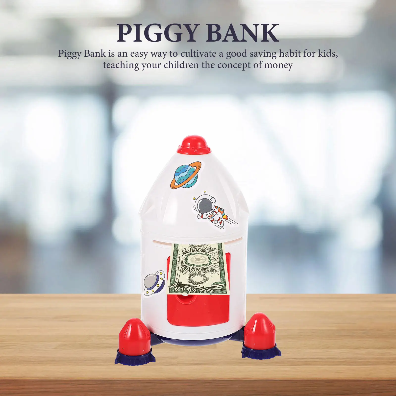 Rocket Piggy Bank Cartoon Money Box Adorable Kids Coin Bank Desktop Decoration Savings Jar Boys Girls Banks for Kids