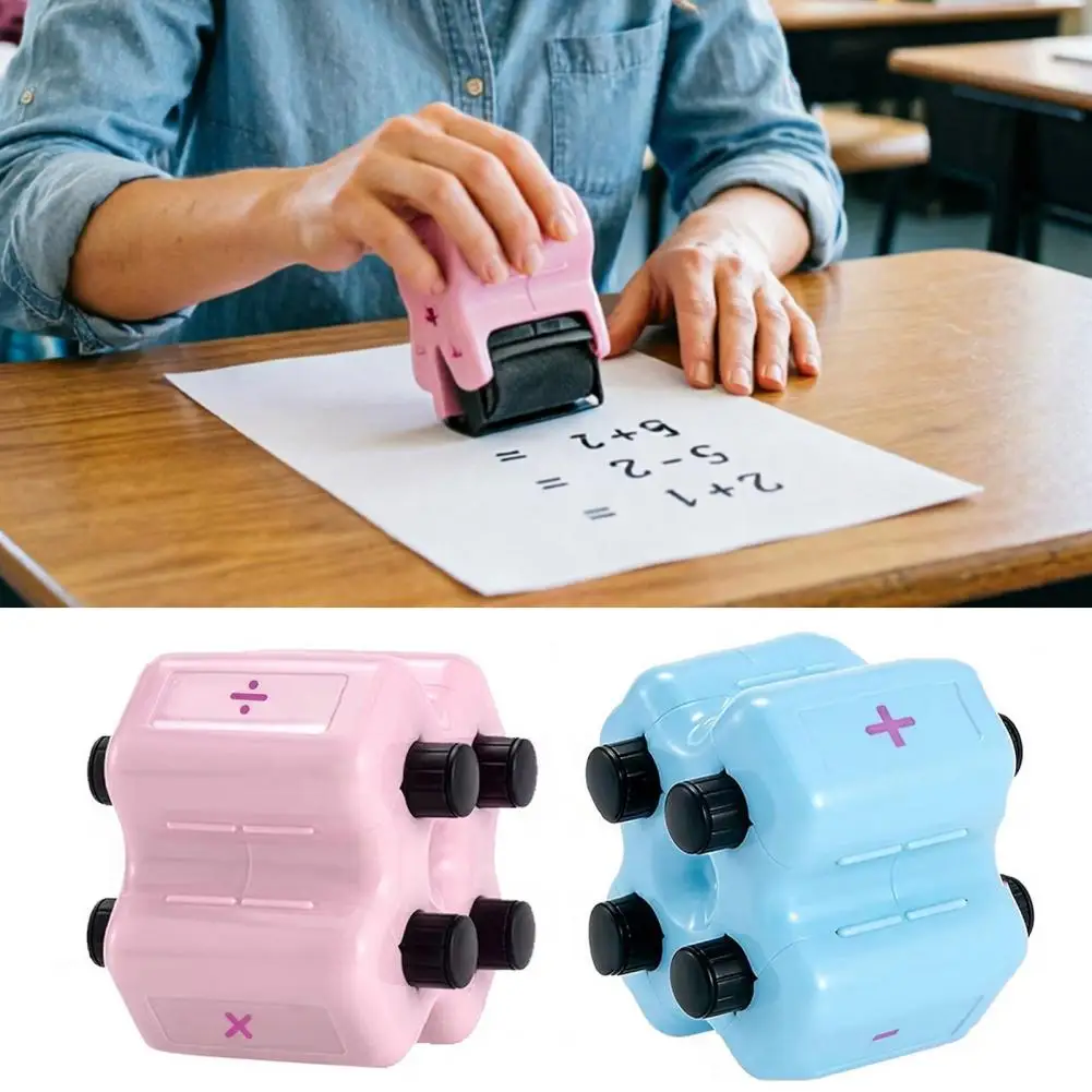 4 In 1 Math Roller Stamp Set 8.5cm Addition Subtraction Multiplication Division Practice Tool Randomized Digital Teaching Stamp