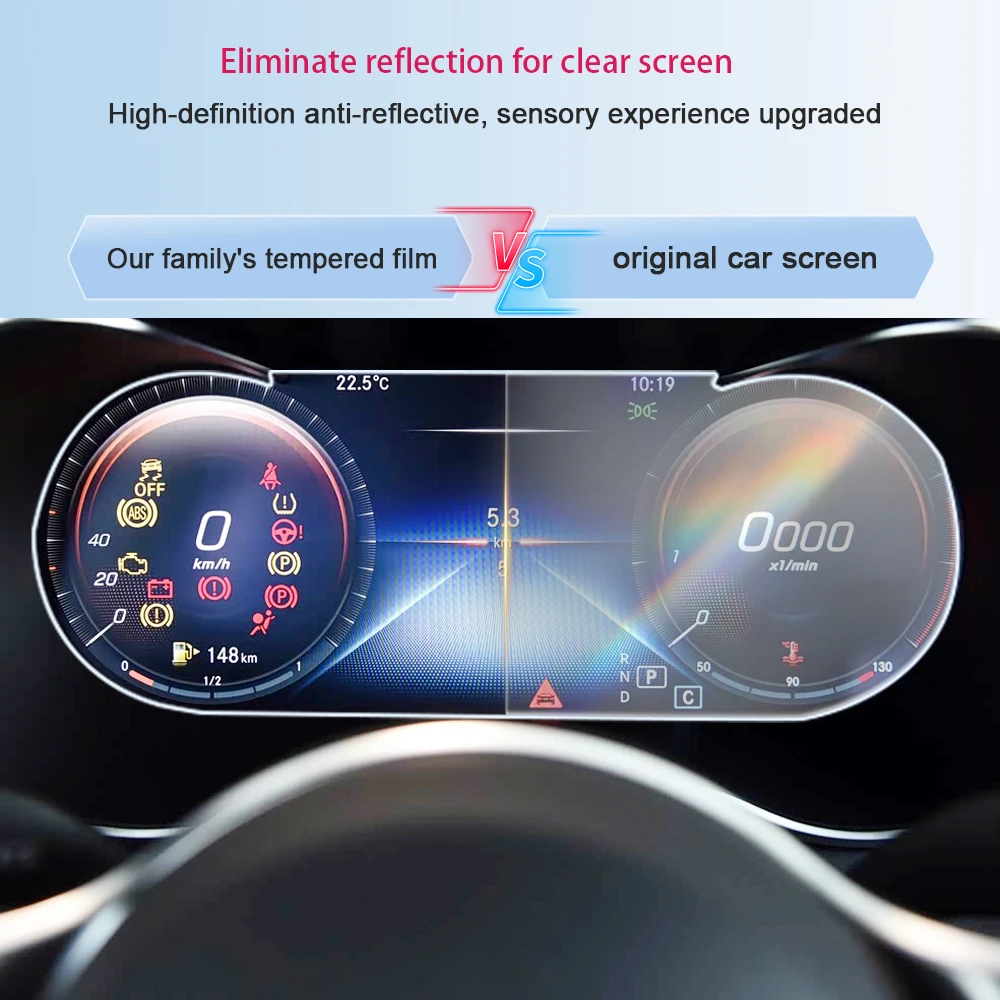 Für Mercedes Benz C-Klasse/GLC W205/X253 2019-22 Schutzfolie für den LCD-Bildschirm der Mittelkonsole, kratzfeste Schutzfolie aus gehärtetem Glas – Detail 1