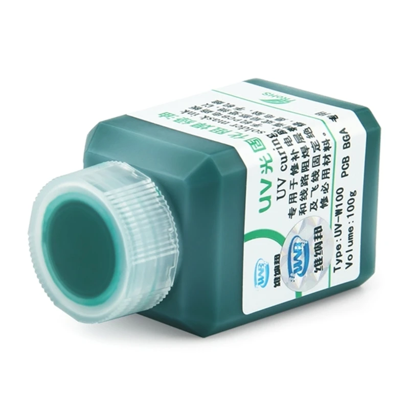 

Green Solder Resist 100g UV Curable Solder Mask Prevent Corrosive PCB Circuit Board Repair Welding Paint Oil