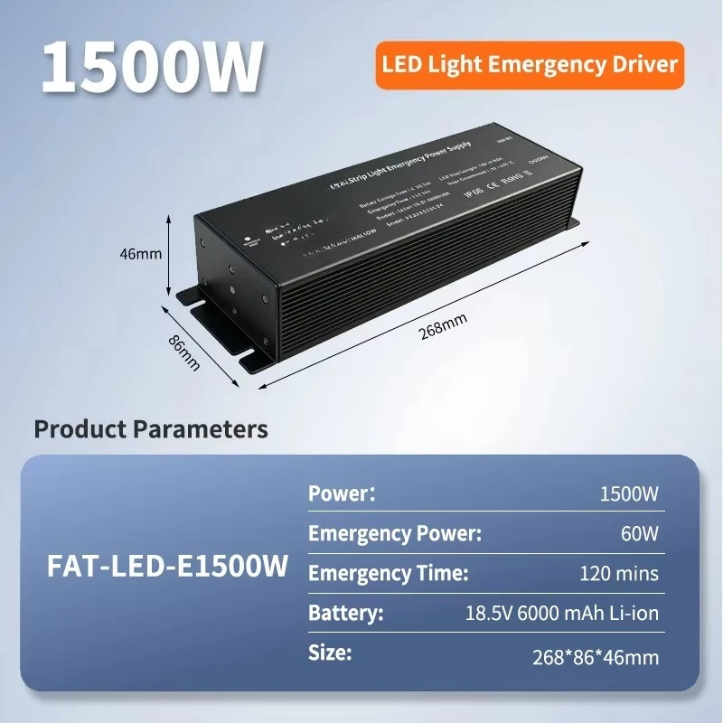 IP65 Waterproof LED Emergency Driver Kit, Aluminum Rechargeable Emergency Power Supply for High Voltage