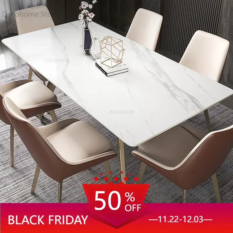 

Nordic Luxury Slate Dining Tables Designer High End Italian Dining Table and Chair Set Modern Small Apartment Dining Table