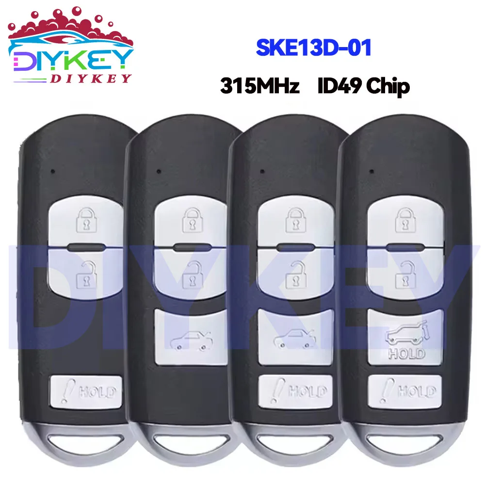 

DIYKEY WAZSKE13D01 SKE13D-01 For Mazda CX-3 CX-5 CX-9 3 6 Miata MX-5 2015 2016 2017 2018 2019 Smart Remote Key 315MHz SKE13D01