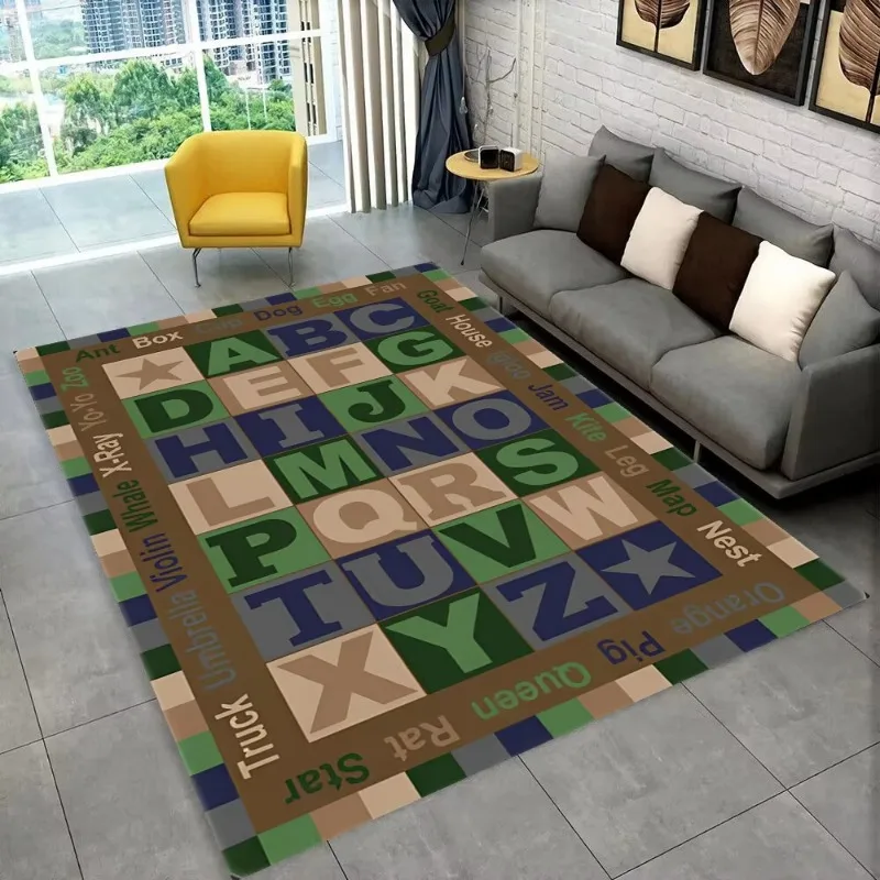 ABC Cartoon Alphabet Children Crawling Kids Playroom Early Education Area Rug,Carpet for Living Room Bedroom Sofa,Non-slip Mat