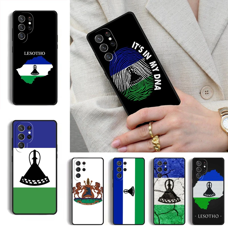 Lesotho Flag Phone Case for Samsung Galaxy S26 S25 Ultra S24 S23 S22 S21 Plus Note 10 Bumper Cover
