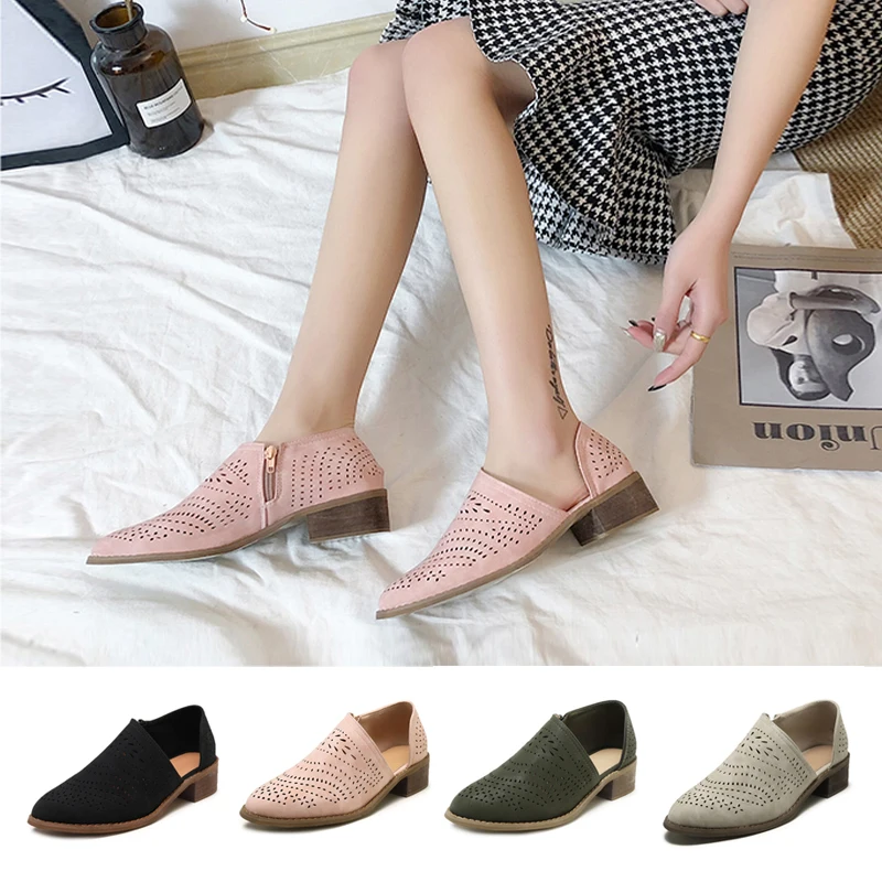 

Туфли-лодочки женские на низком квадратном каблуке, винтажные, без застежки, с боковым вырезом, лодочки, повседневная обувь в стиле ретро, Размеры 35-42