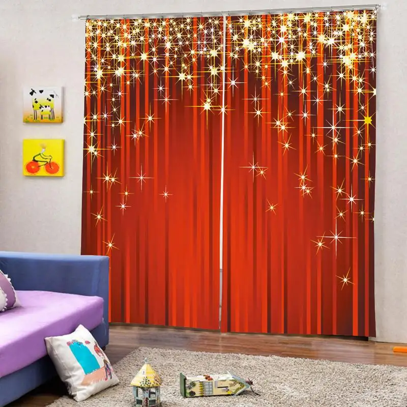 2PCS Digital Printing Christmas Curtains Semi-shading Sun-proof Polyester Curtain For Living Room And Bedroom