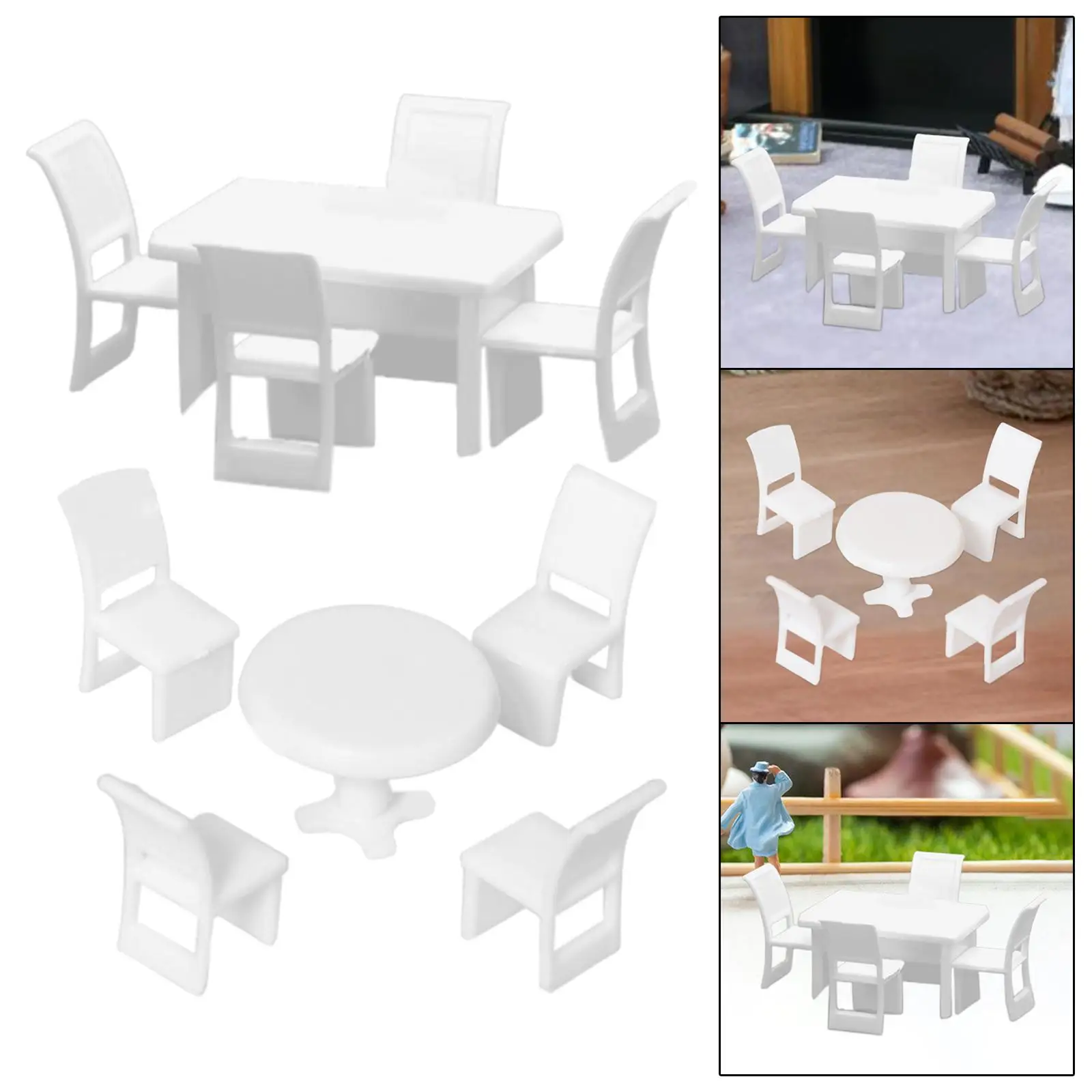 Conjunto de modelo de mesa de cadeira 1/50, cena de móveis de casa em miniatura para decoração de layout